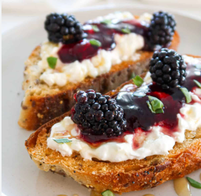 Blackberry Jalapeño Whipped Feta Toast